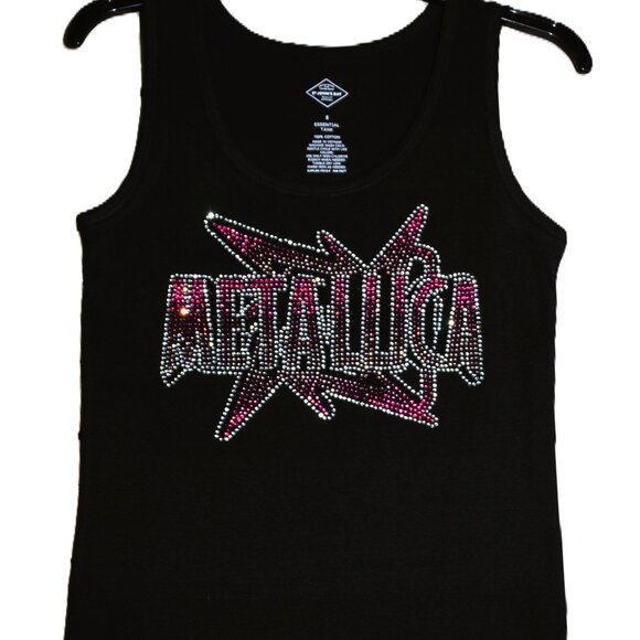 Metallica rhinestone bling black sleeveless tank sz XS S M L XL XXL 1X2… - Picture 4 of 12